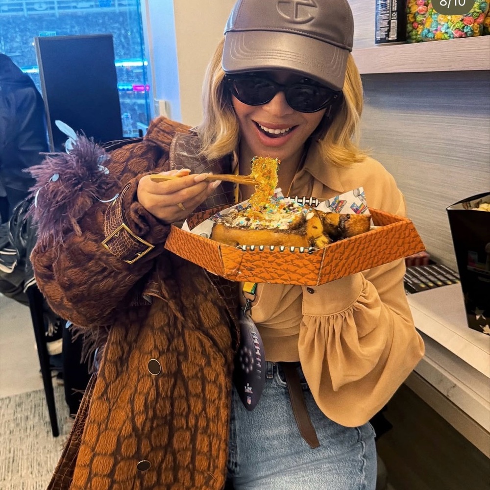 Telfar Brown Leather Baseball Cap worn by Beyoncé